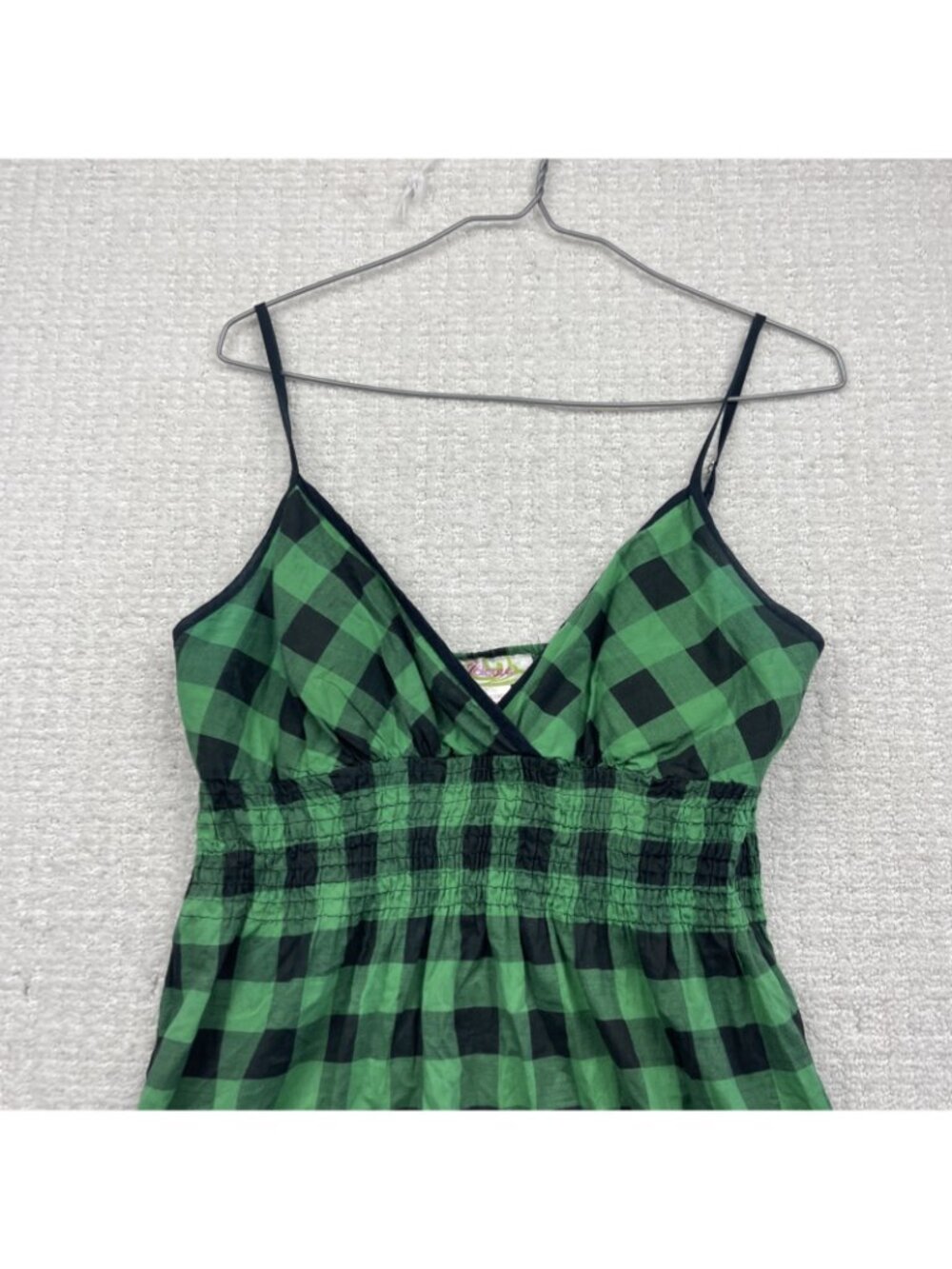 Y2k Green Plaid Babydoll Dress Grunge Skater 2000's Wom Sz S Spaghettis Straps - Picture 2 of 7
